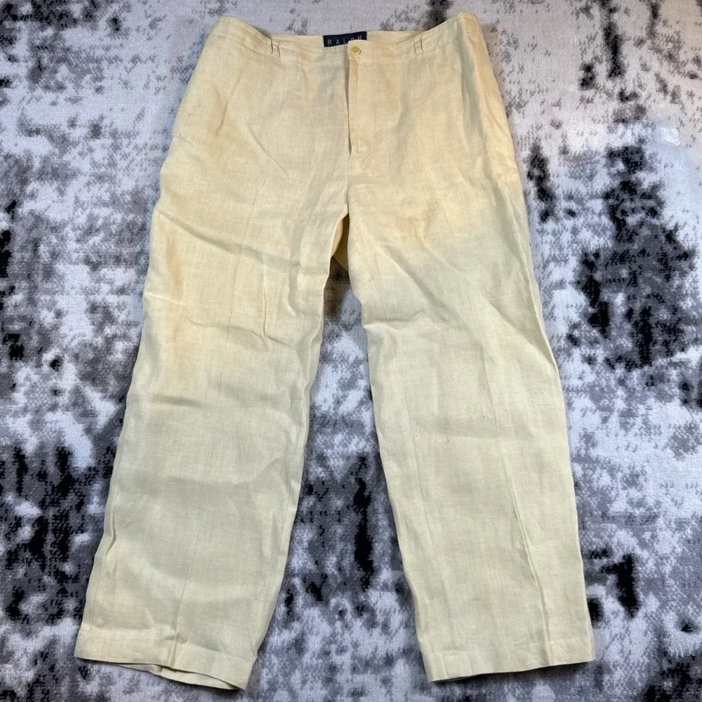 Ralph Ralph Lauren Pants Mens Size 36x25.5 Linen Woven Pale‎ Yellow Comfort